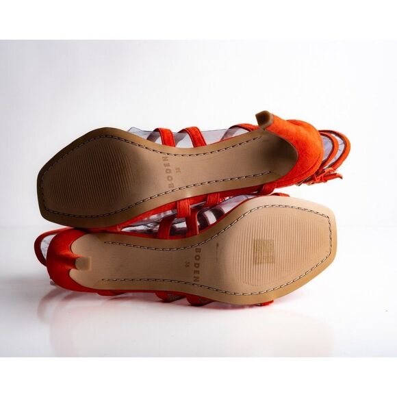 Boden Womens Sandals Heels Orange Strappy Beaded Open Toe Suede US 7 EU 38 - Picture 10 of 10